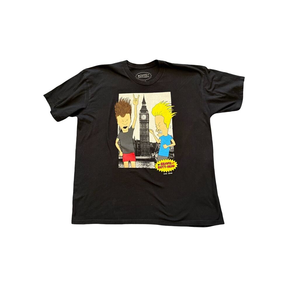 Beavis and Butt-Head T Shirt XXL Black Graphic Big Ben London Cotton MTV 2012